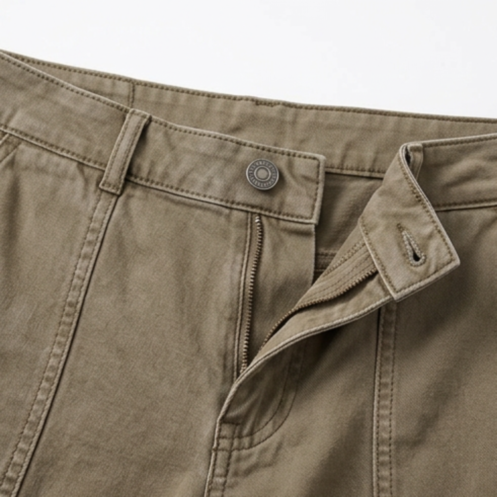 Women casual utility pants styled with a belt loops closeup