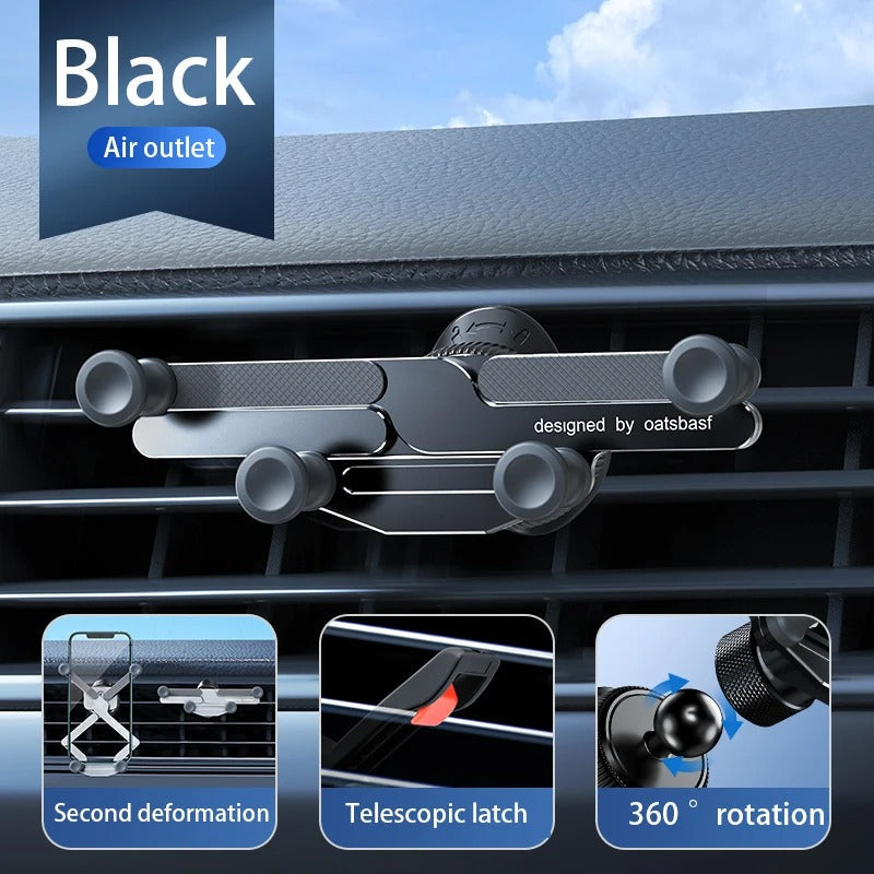 Durable 360 degree car phone mount compatible with various smartphones