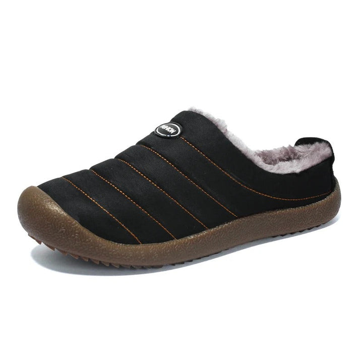 Warm house shoes for men featuring breathable yet cozy fabric