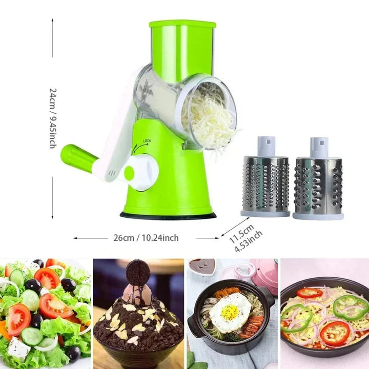 Disassembled parts of the rotary vegetable chopper for easy cleaning