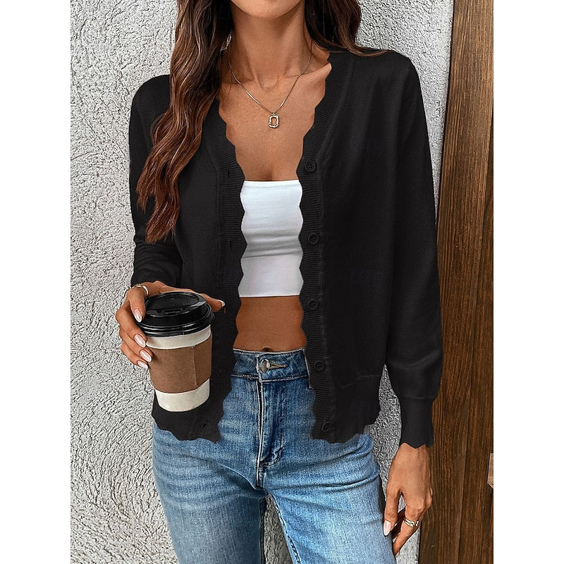 Back view of casual womens knitwear layering piece cardigan sweater