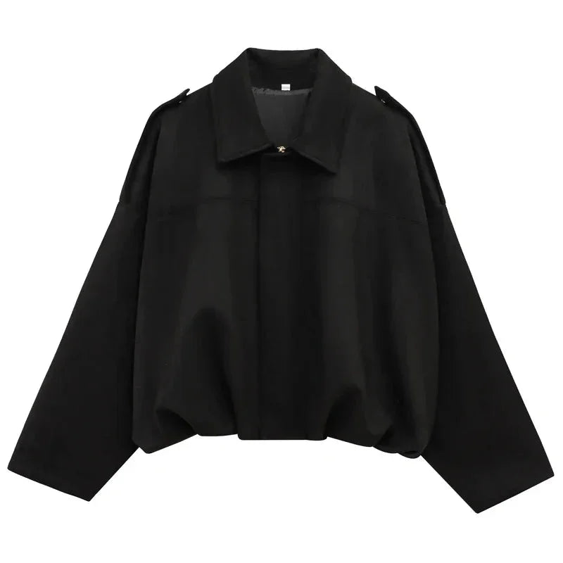 Close-up fabric detail of womens outerwear casual streetwear jacket