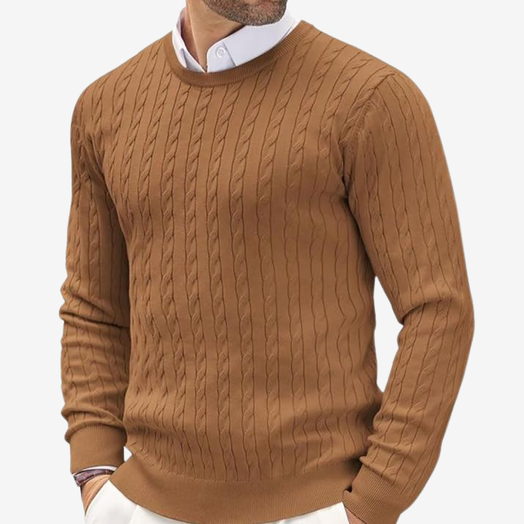 Mens apparel casual crew neck pullover sweater showcasing winter fashion design
