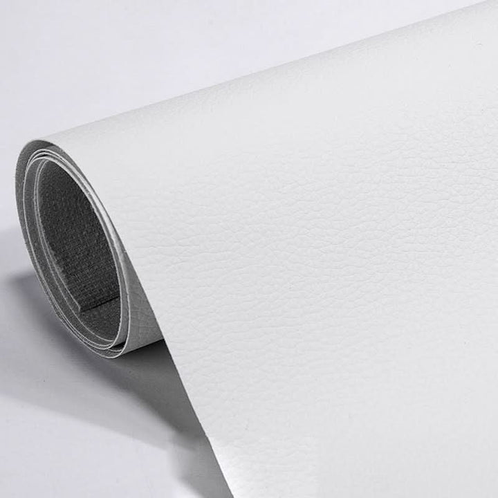 Step-by-step application of home improvement leather patch on a car interior