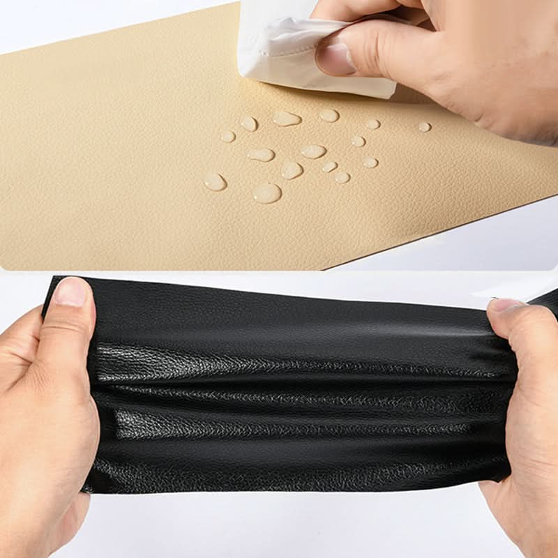 Large leather patch cut into custom shapes for upholstery and sofa repair kit use