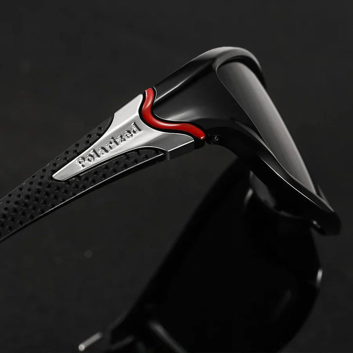 Polarized sport eyewear showing comfortable grip ear tips for stability