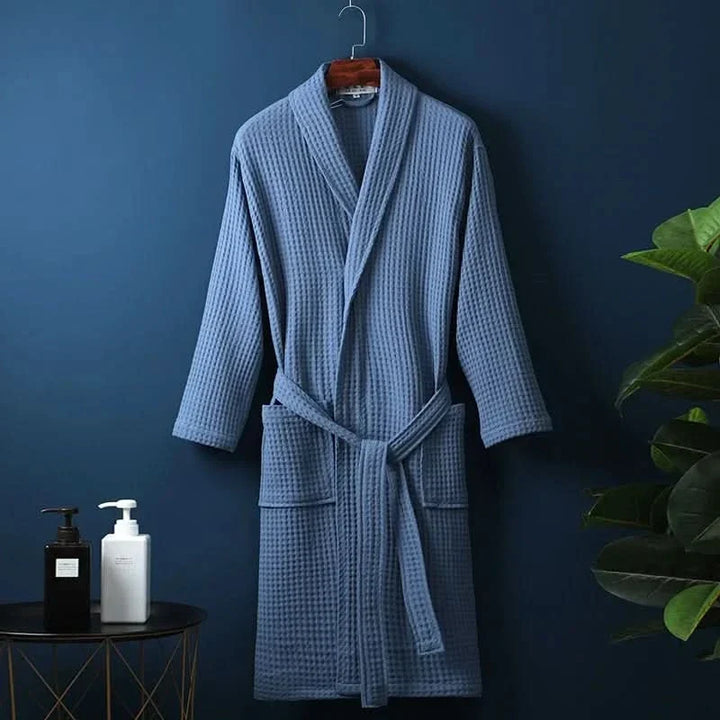 Breathable waffle weave bathwear folded neatly for gift or travel
