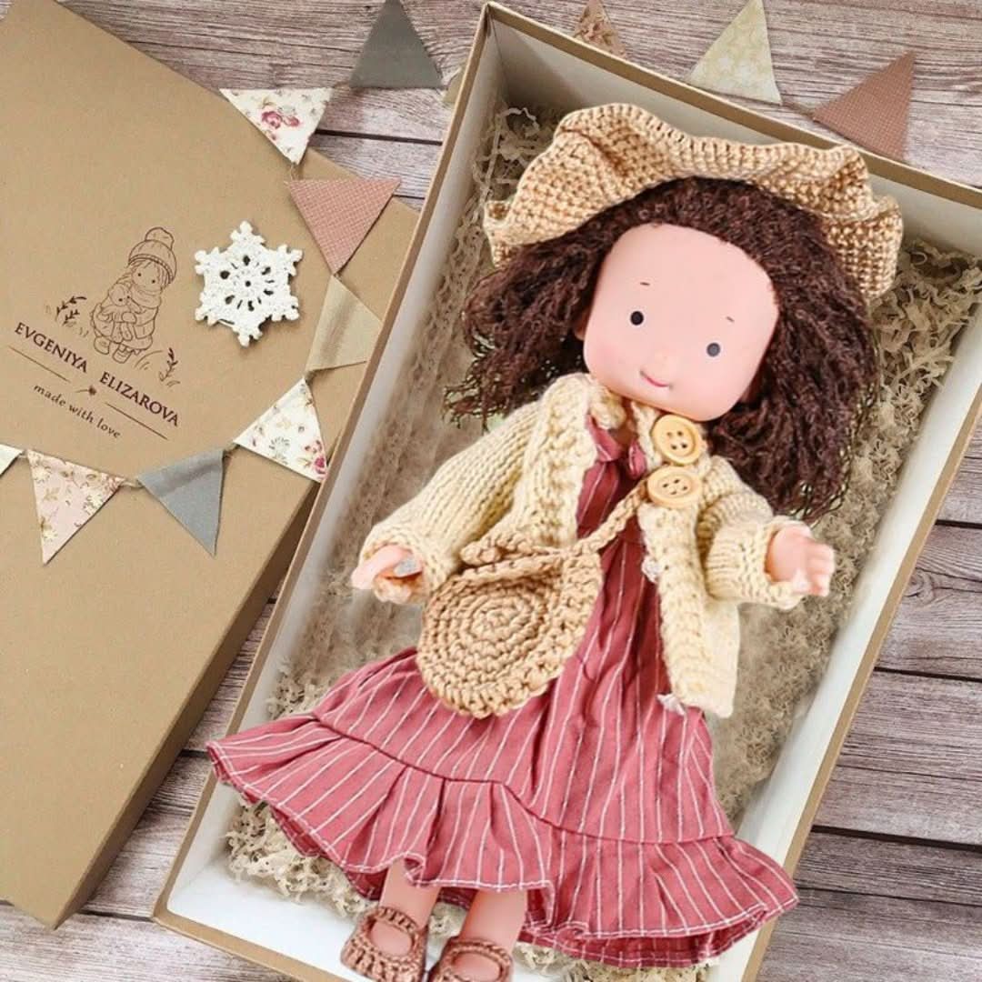 Handmade toy doll set including extra accessories for outfit options