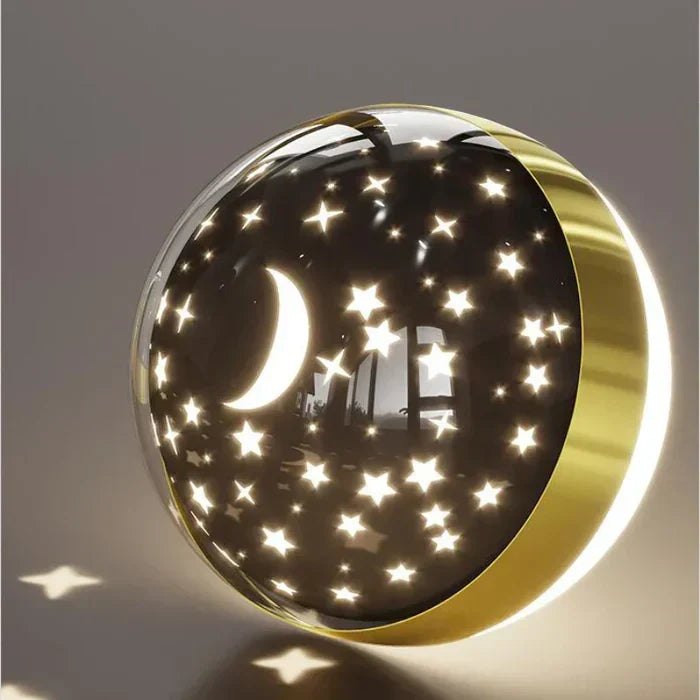 Children's room interior styled with an astronaut wall lamp and decor