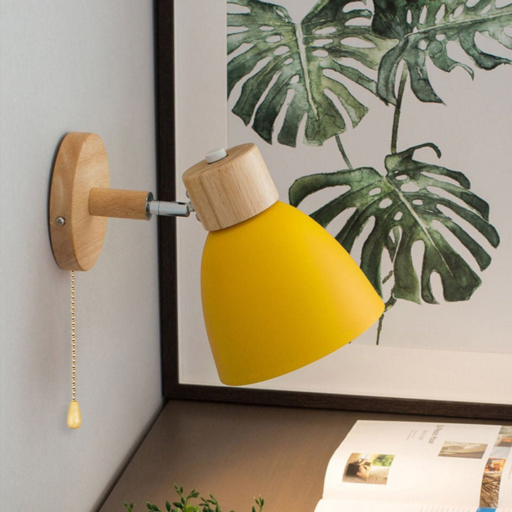 Contemporary indoor lighting with natural wood finish and sleek metal frame