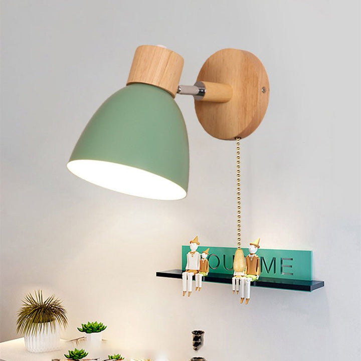 Architectural wall light displaying clean lines and organic wood texture