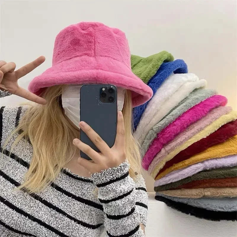 Cozy accessories collection: women's plush winter bucket hat