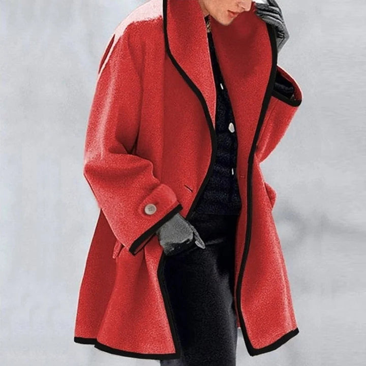 Stylish ladies winter wool trench coat featuring warm jacket design
