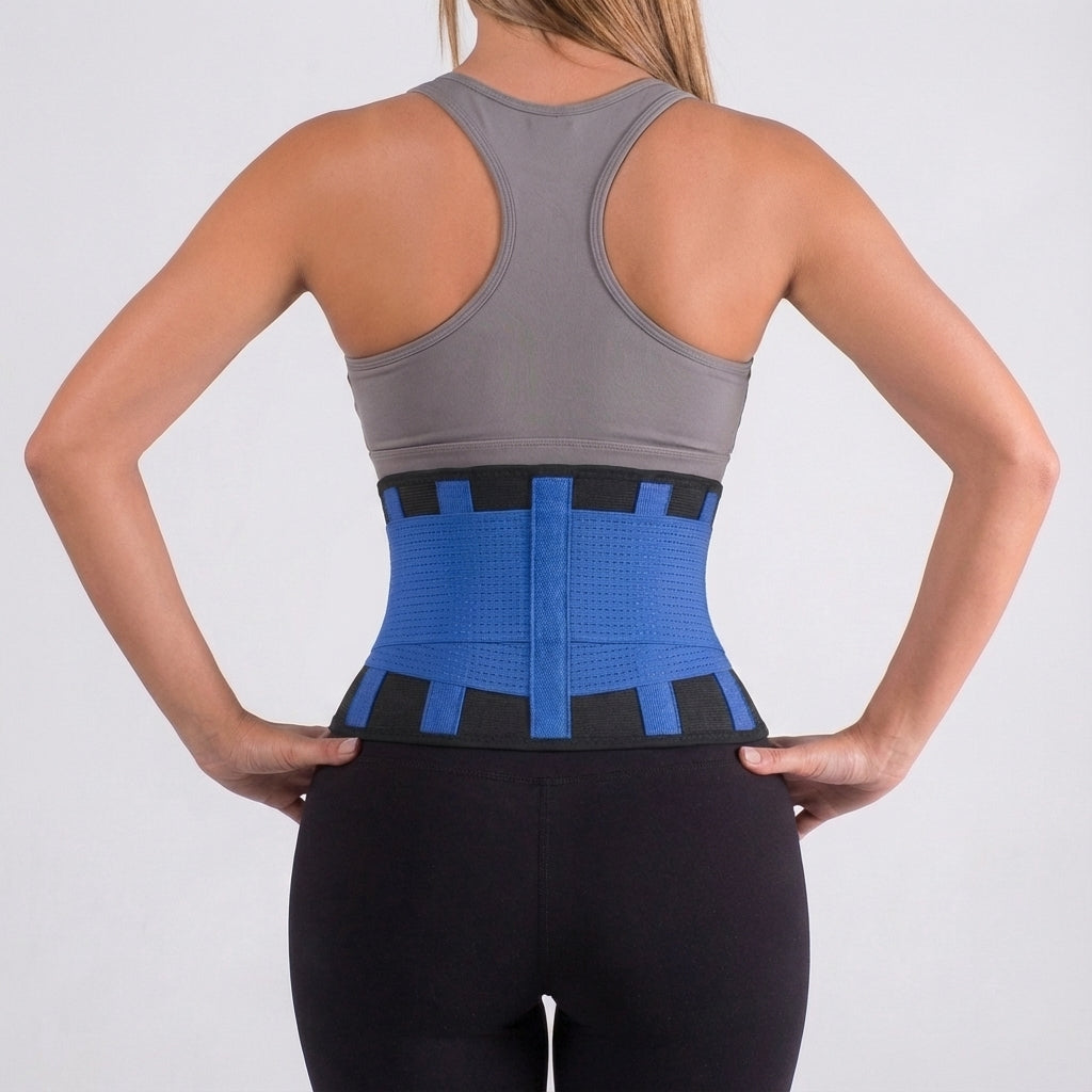 Close-up of neoprene core wrap fabric and heavy-duty stitching on the fitness accessory