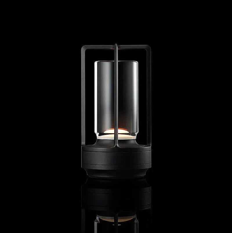 Waterproof portable table lamp glowing softly in the dark