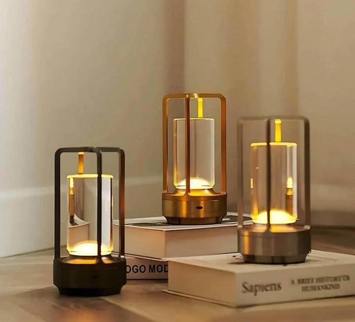 Cordless crystal lamp with touch control for home decor