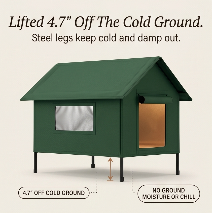 Cozy outdoor cat house providing safe and warm shelter in cold weather