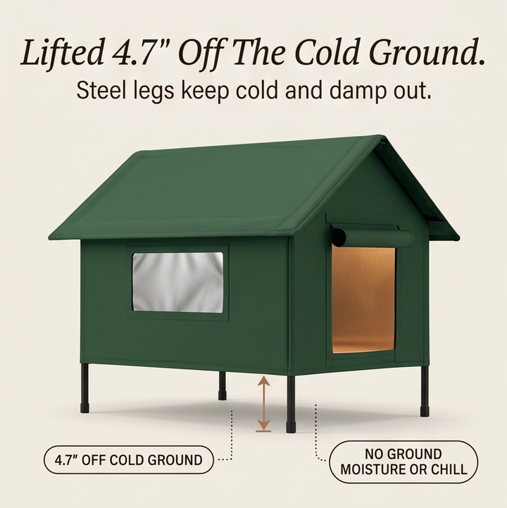 Cozy outdoor cat house providing safe and warm shelter in cold weather