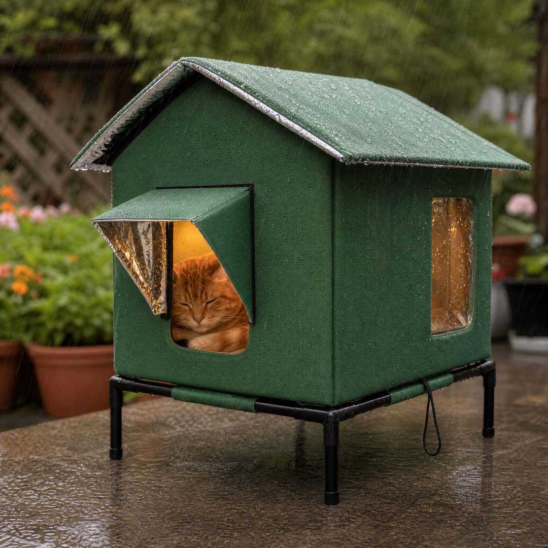 Insulated pet bed and cat cave designed for outdoor stray and feral cats
