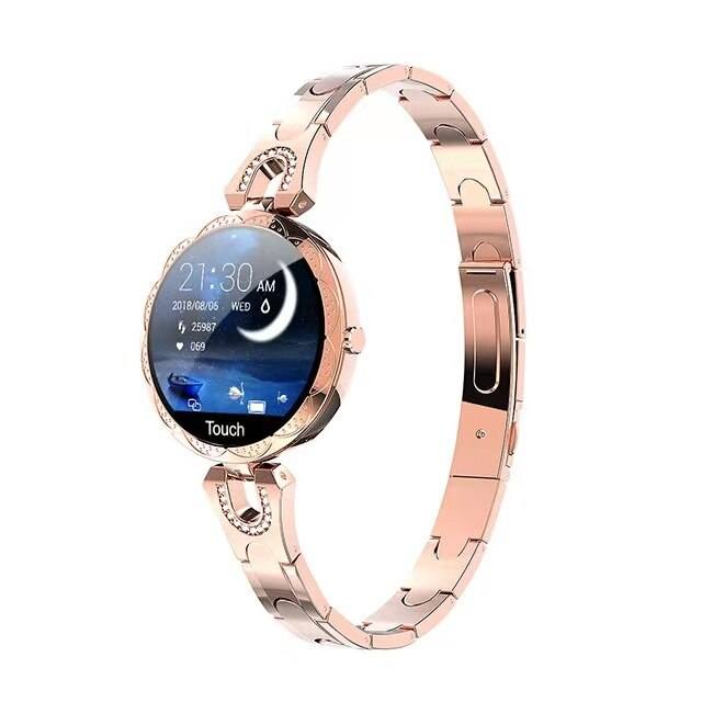 Gold women's luxury fitness smartwatch with elegant bracelet design