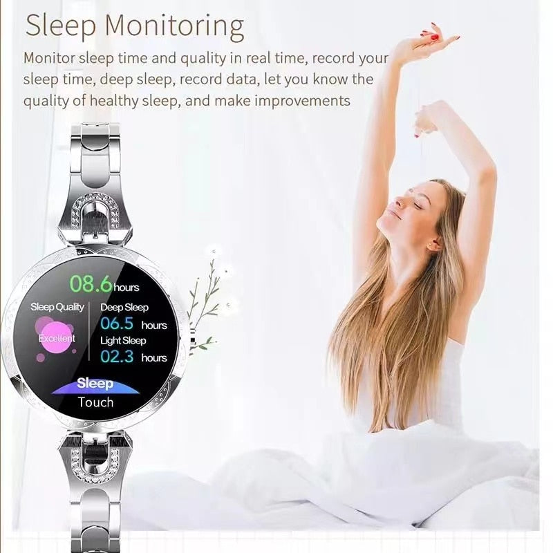 Bluetooth fitness tracker and digital health monitor watch for women