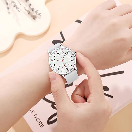 Womens quartz watch designed for nurses with easy-to-read face
