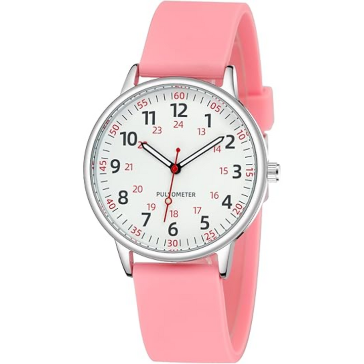 Silicone nurses fob watch hanging from secure brooch pin