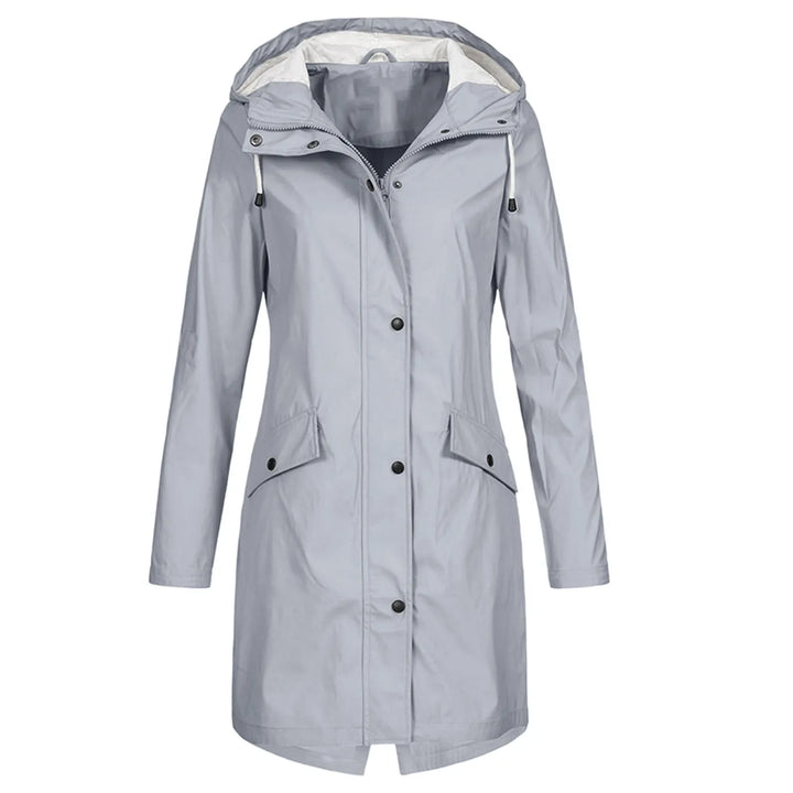 Close-up of waterproof fabric and taped seams on rain jacket