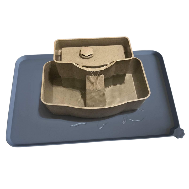 Flat lay of waterproof pet feeding mat showcasing its sleek design