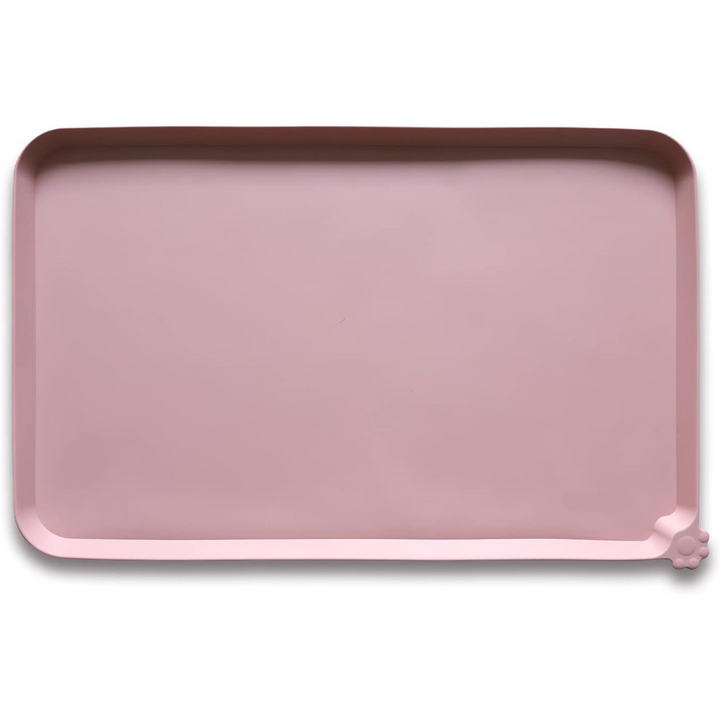 Easy clean waterproof dog bowl mat with raised edges to catch water