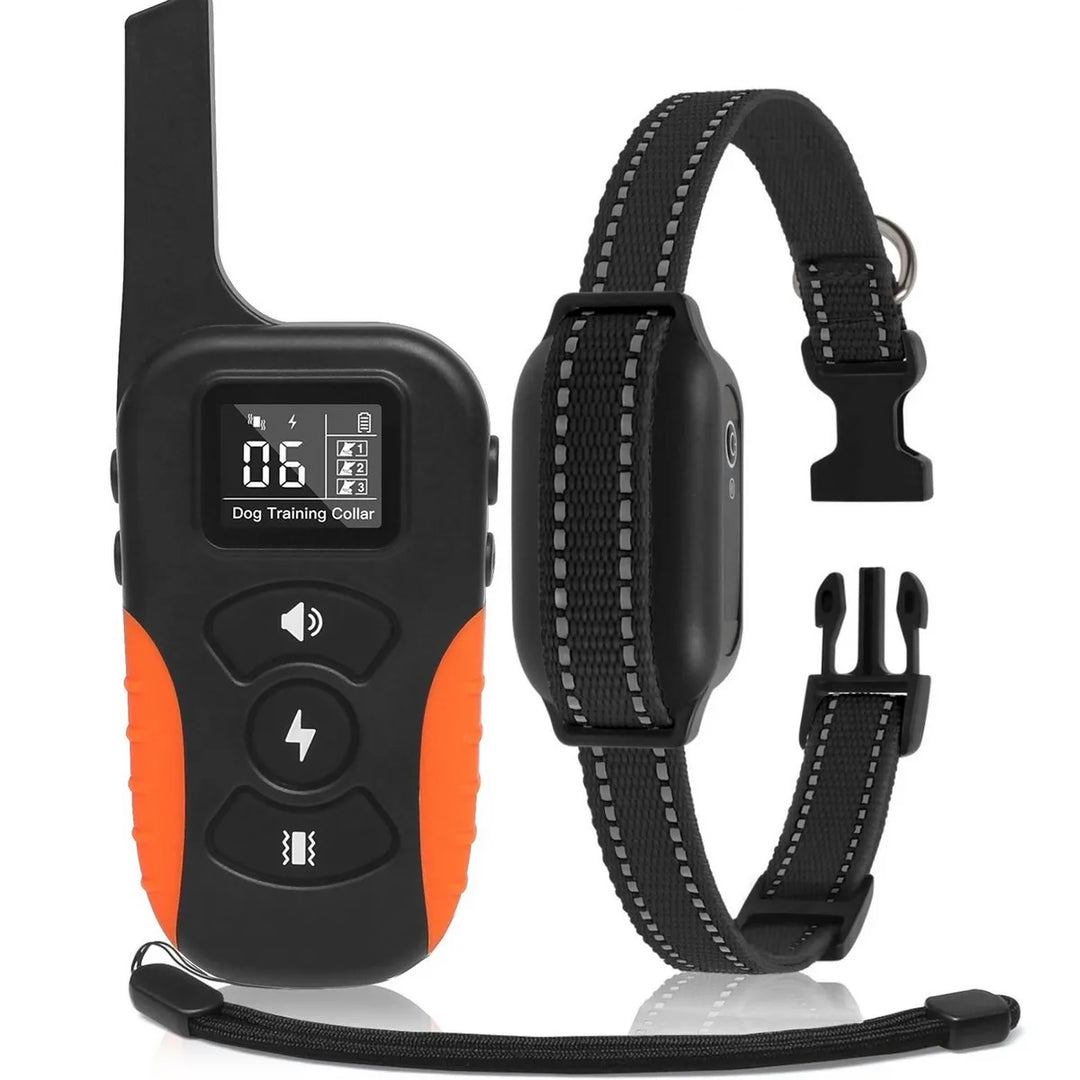 Waterproof remote dog training collar with transmitter and single collar receiver
