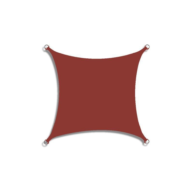 Rectangular waterproof sail creating a shaded parking space for a vehicle