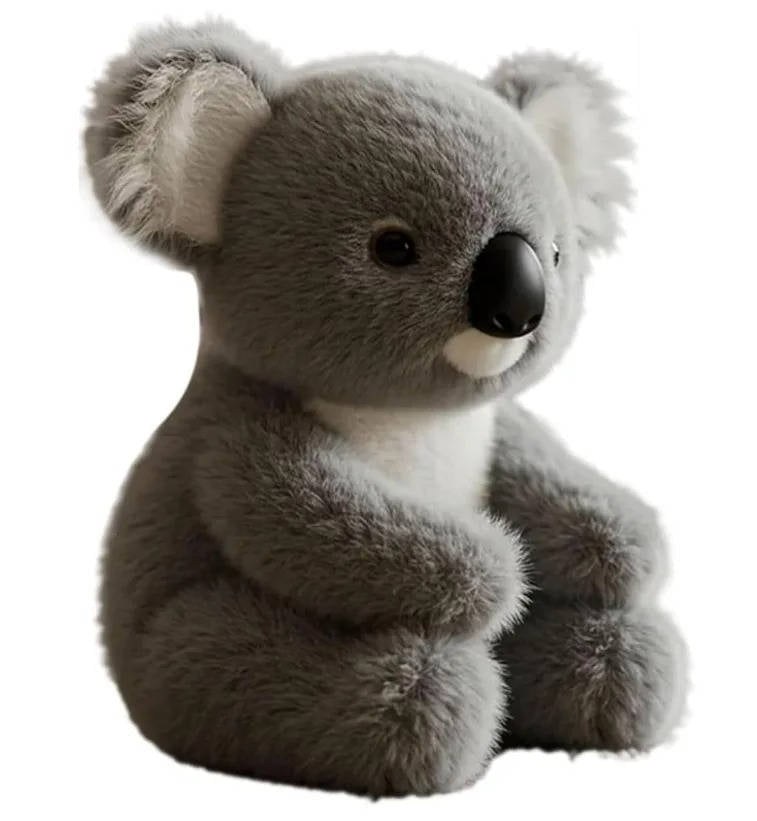 Cuddly weighted koala emotional support toy and bedroom decor close-up view