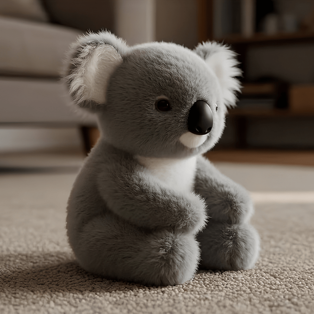 Studio shot of the adorable weighted koala stuffed animal sitting upright
