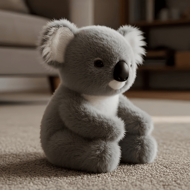 Studio shot of the adorable weighted koala stuffed animal sitting upright