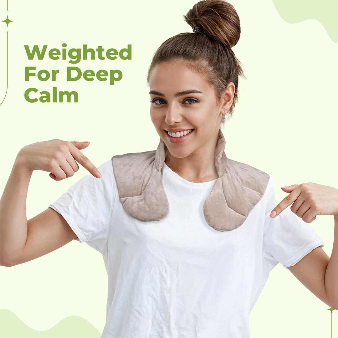 Weighted shoulder wrap prepared for cold therapy treatment in a freezer