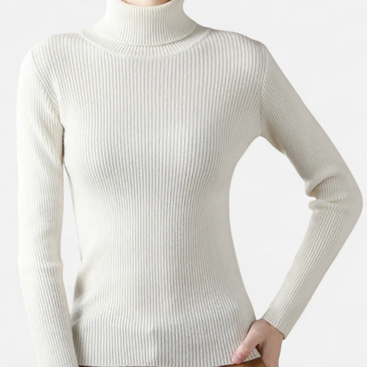 Ribbed pullover turtleneck top for women, winter clothing essential