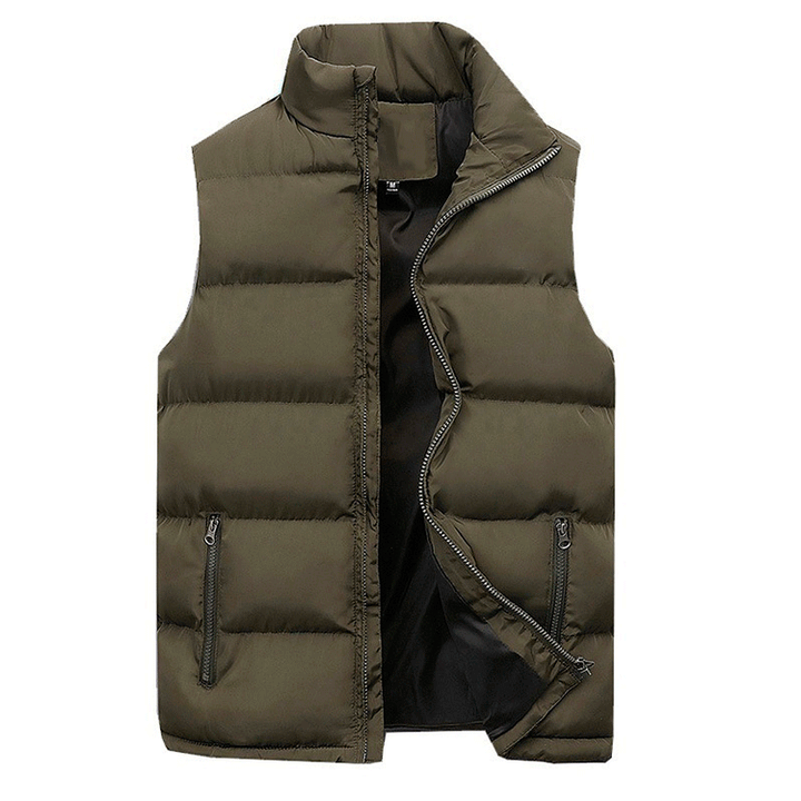 Men's quilted puffer vest lifestyle shot showcasing winter layering and outerwear style