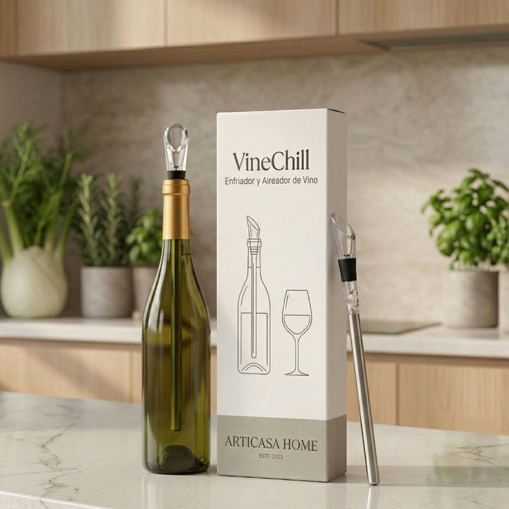Kitchen gadget stainless steel wine chiller with built-in pourer