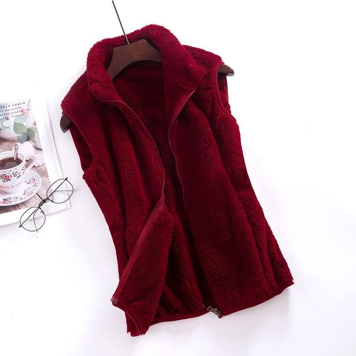 Women's warm winter fleece gilet in a classic casual sleeveless design