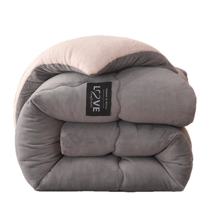 Cozy winter duvet and bedding set arranged for a stylish bedroom look