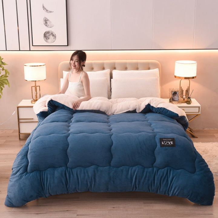 Bentley Blue winter duvet displayed on a bed in a modern bedroom
