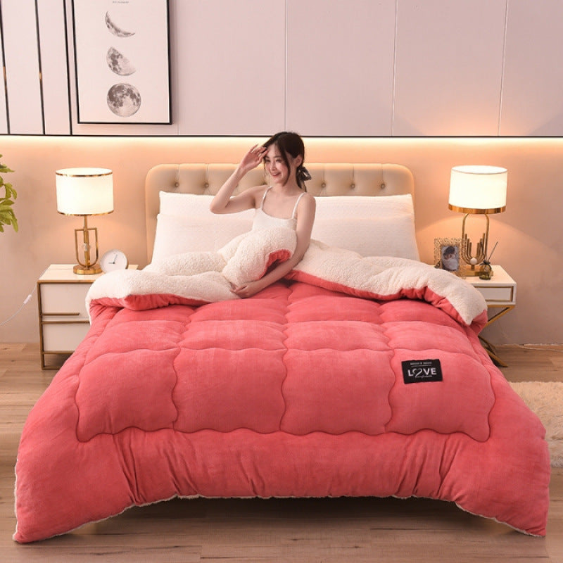 Close-up of cozy blanket fabric highlighting soft polyester duvet material