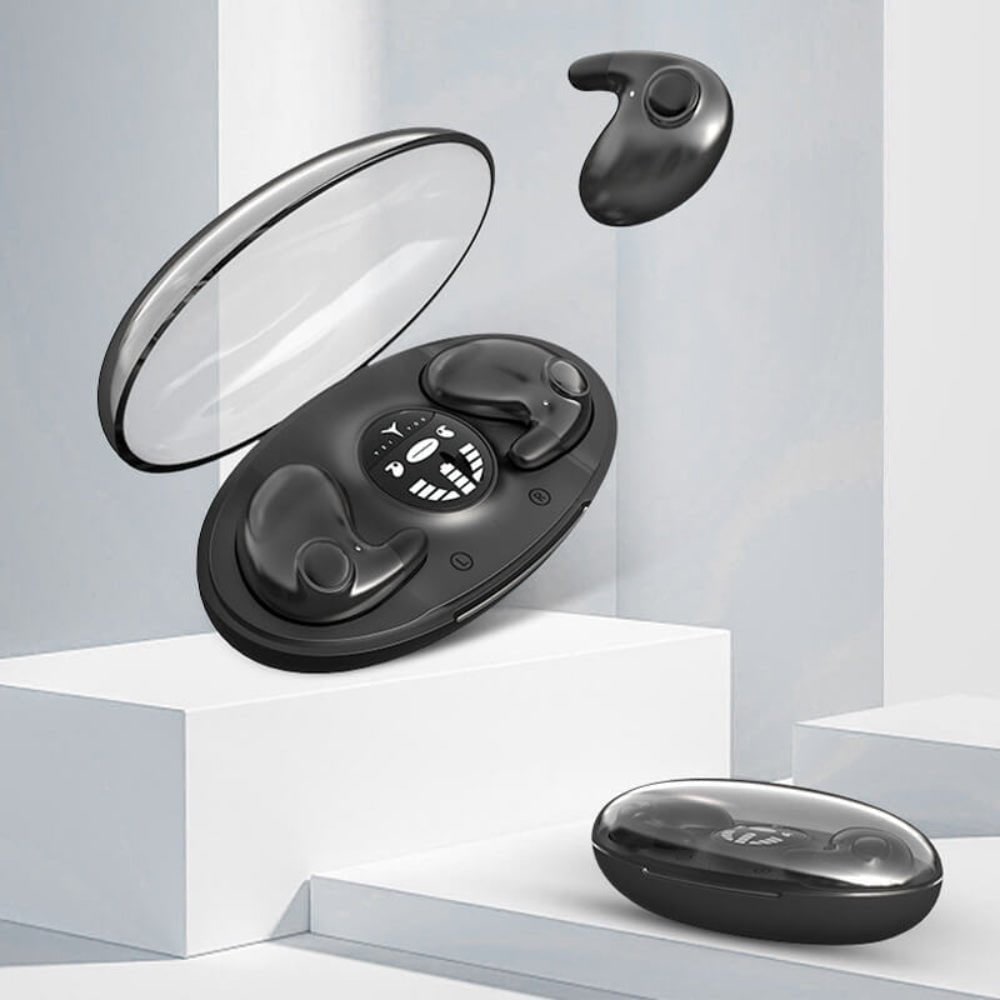 In-ear bluetooth headphones with digital LED display charging case