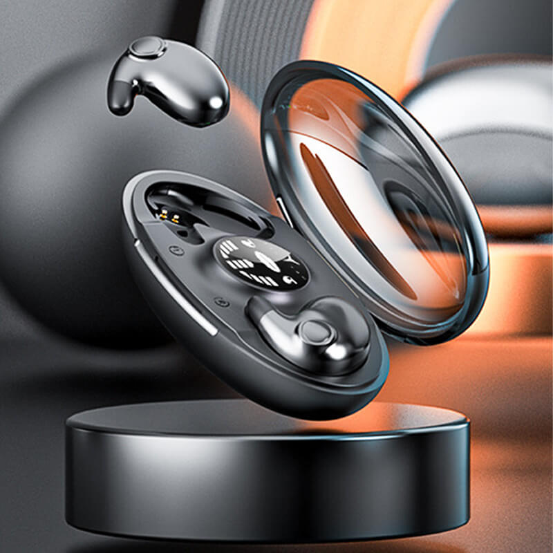 Side view of wireless sleep earbuds showing ergonomic design for side sleepers