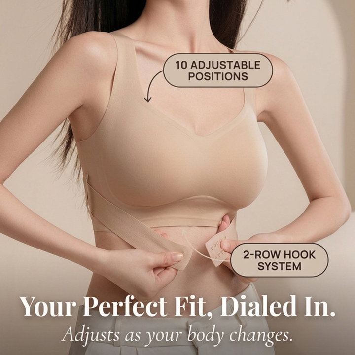 Comfortable women's wireless bra highlighting wide supportive shoulder straps