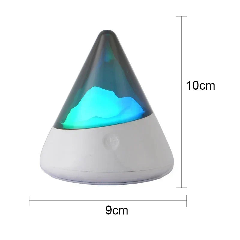 Rechargeable IceGlow bedside lamp casting a soft, soothing glow in a modern minimalist bedroom decor setup