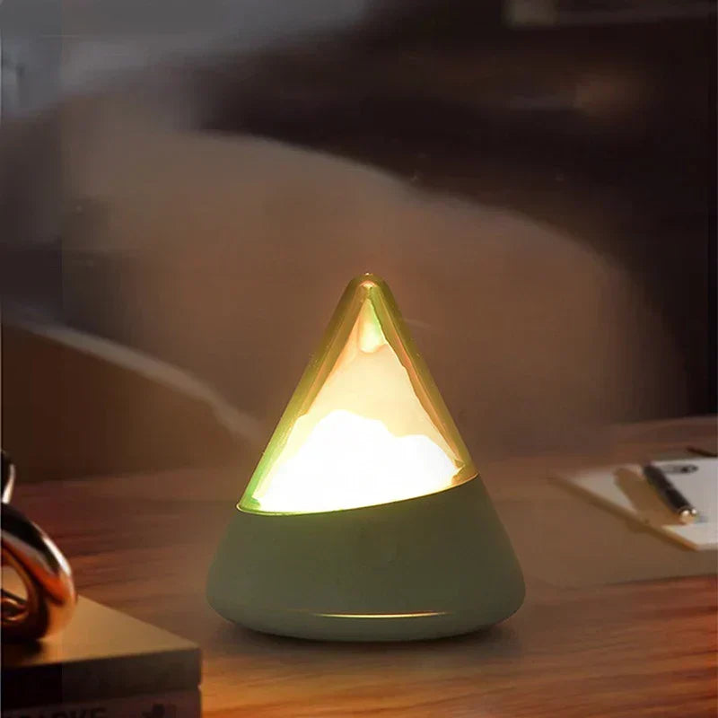 Rechargeable LED lamp glowing in warm white light mode to create a cozy atmosphere in any room