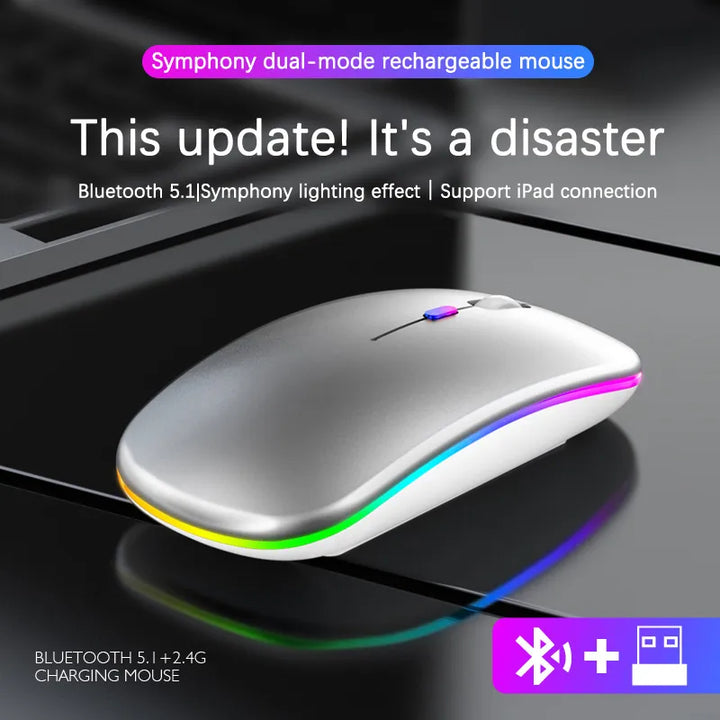 Rechargeable wireless gaming mouse with USB receiver and modern design