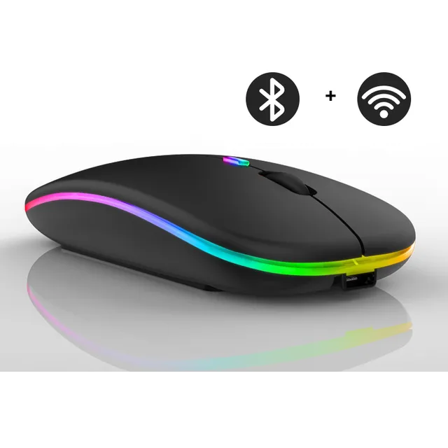 Matte Black wireless LED mouse displayed on a clean white surface with sleek contours